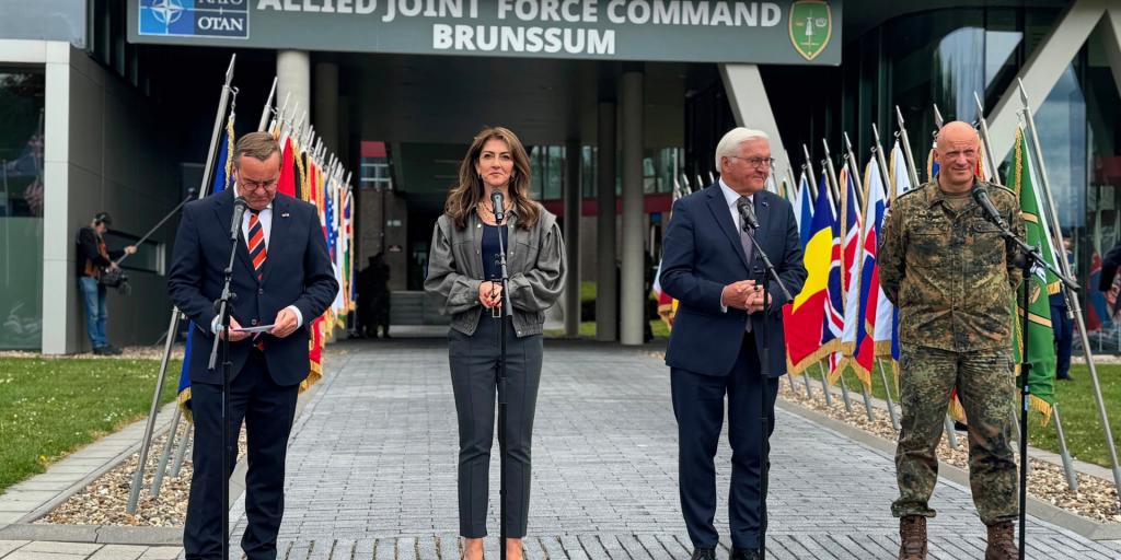 VIDEO: Duitse bondspresident en minister Yesilgöz bij NAVO-hoofdkwartier in Brunssum